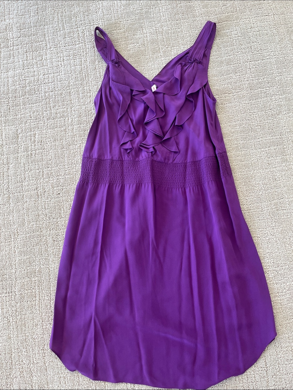Rebecca Taylor Purple Ruffle V-Neck Sundress